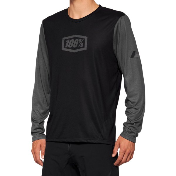 100%® - Airmatic Men's Long Sleeve Jersey (Large, Black)