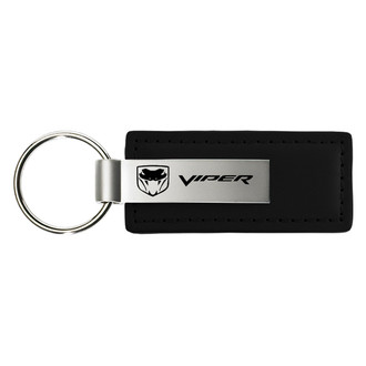 Autogold® - Viper (Fangs) Logo Black Leather Key Chain
