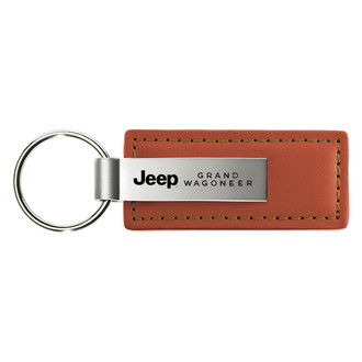 Autogold® - Grand Wagoneer Logo Brown Leather Key Chain