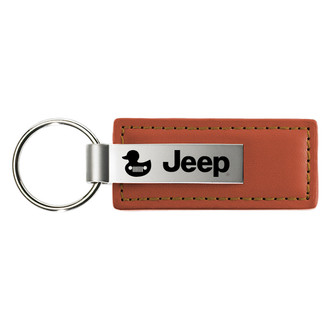 Autogold® - Jeep Duck Logo Brown Leather Key Chain