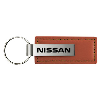 Autogold® - Nissan Logo Brown Leather Key Chain