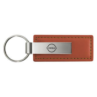 Autogold® - Nissan Logo Brown Leather Key Chain