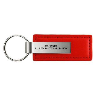 Autogold® - F-150 Lightning Logo Red Leather Key Chain