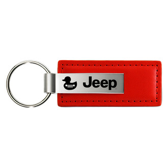 Autogold® - Jeep Duck Logo Red Leather Key Chain