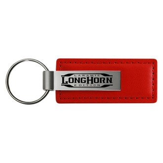 Autogold® - Longhorn Laramie Logo Red Leather Key Chain