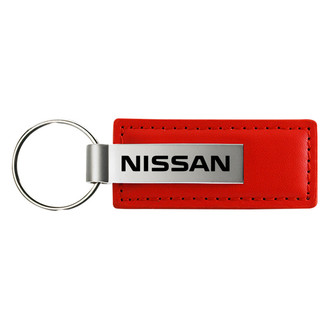 Autogold® - Nissan Logo Red Leather Key Chain