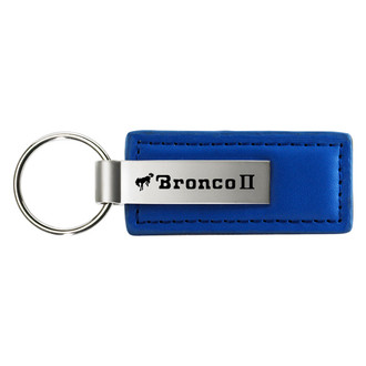 Autogold® - Bronco II Logo Blue Leather Key Chain