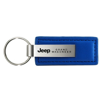 Autogold® - Grand Wagoneer Logo Blue Leather Key Chain