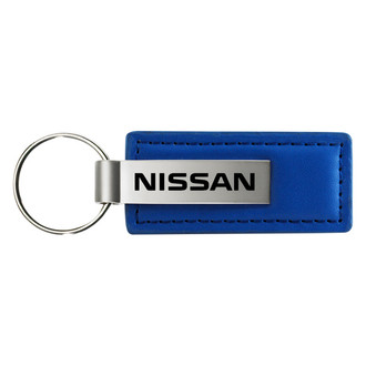 Autogold® - Nissan Logo Blue Leather Key Chain