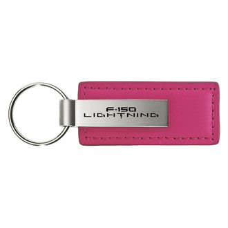 Autogold® - F-150 Lightning Logo Pink Leather Key Chain