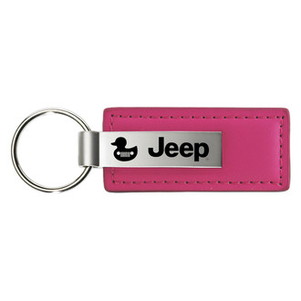 Autogold® - Jeep Duck Logo Pink Leather Key Chain