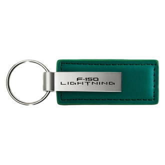 Autogold® - F-150 Lightning Logo Green Leather Key Chain