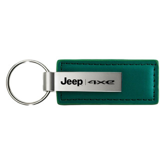Autogold® - Jeep 4xe Logo Green Leather Key Chain