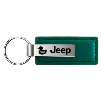 Autogold® - Jeep Duck Logo Green Leather Key Chain