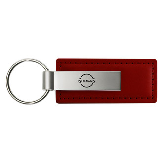 Autogold® - Nissan Logo Burgundy Leather Key Chain
