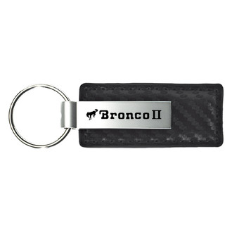 Autogold® - Bronco II Logo Black Carbon Fiber Leather Key Chain