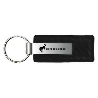 Autogold® - Bronco 2020 Logo Black Carbon Fiber Leather Key Chain