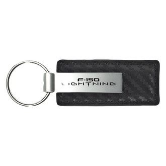 Autogold® - F-150 Lightning Logo Black Carbon Fiber Leather Key Chain