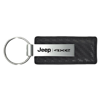 Autogold® - Jeep 4xe Logo Black Carbon Fiber Leather Key Chain
