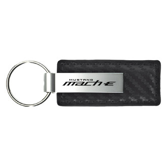 Autogold® - Mach-E Logo Black Carbon Fiber Leather Key Chain