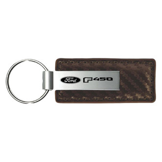 Autogold® - F-450 Logo Taupe Carbon Fiber Leather Key Chain