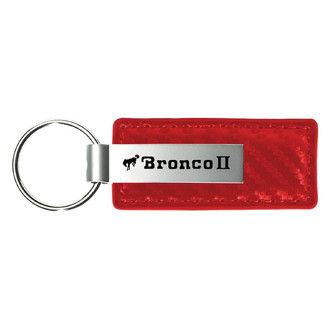 Autogold® - Bronco II Logo Red Carbon Fiber Leather Key Chain
