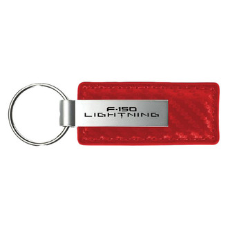 Autogold® - F-150 Lightning Logo Red Carbon Fiber Leather Key Chain