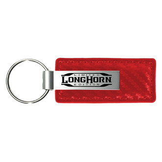 Autogold® - Longhorn Limited Edition Logo Red Carbon Fiber Leather Key Chain