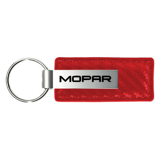 Autogold® - Mopar Logo Red Carbon Fiber Leather Key Chain