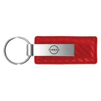 Autogold® - Nissan Logo Red Carbon Fiber Leather Key Chain
