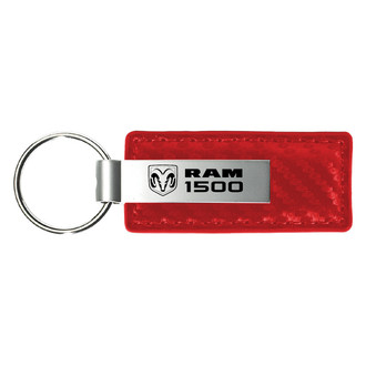 Autogold® - Ram 1500 Logo Red Carbon Fiber Leather Key Chain