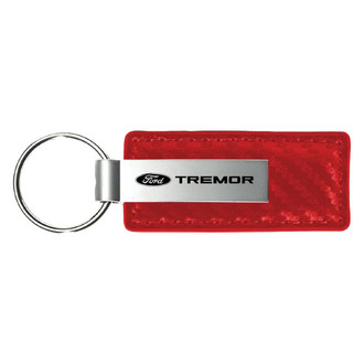 Autogold® - Tremor Logo Red Carbon Fiber Leather Key Chain