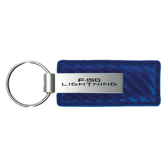Autogold® - F-150 Lightning Logo Blue Carbon Fiber Leather Key Chain