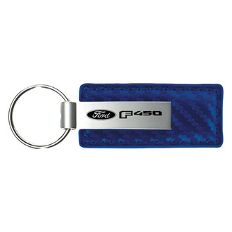 Autogold® - F-450 Logo Blue Carbon Fiber Leather Key Chain