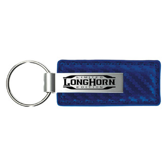 Autogold® - Longhorn Limited Edition Logo Blue Carbon Fiber Leather Key Chain