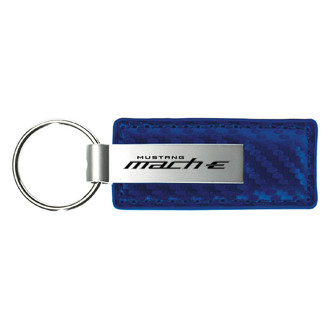 Autogold® - Mach-E Logo Blue Carbon Fiber Leather Key Chain