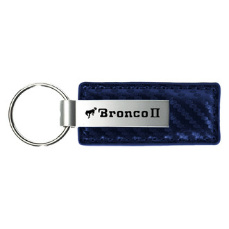 Autogold® - Bronco II Logo Navy Carbon Fiber Leather Key Chain