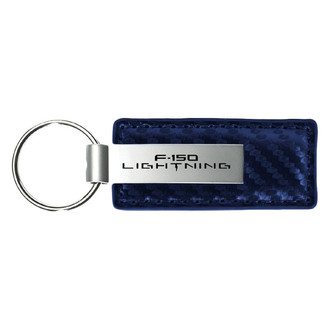 Autogold® - F-150 Lightning Logo Navy Carbon Fiber Leather Key Chain