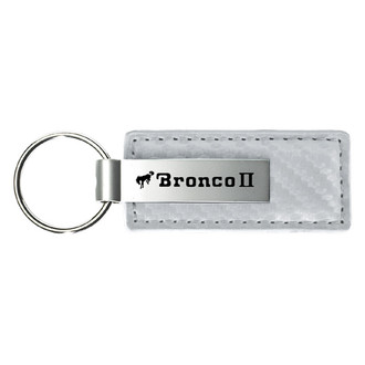 Autogold® - Bronco II Logo White Carbon Fiber Leather Key Chain