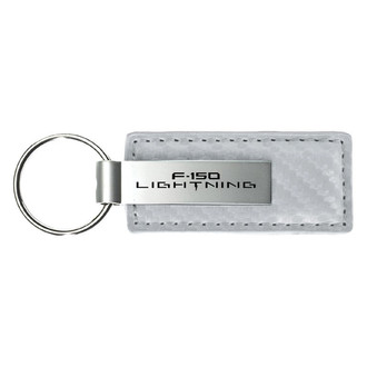 Autogold® - F-150 Lightning Logo White Carbon Fiber Leather Key Chain