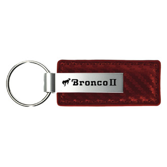 Autogold® - Bronco II Logo Burgundy Carbon Fiber Leather Key Chain