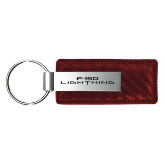 Autogold® - F-150 Lightning Logo Burgundy Carbon Fiber Leather Key Chain