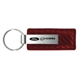 Autogold® - F-450 Logo Burgundy Carbon Fiber Leather Key Chain