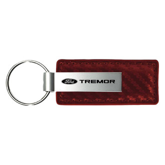 Autogold® - Tremor Logo Burgundy Carbon Fiber Leather Key Chain