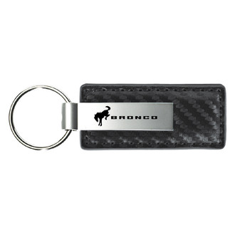 Autogold® - Bronco 2020 Logo Gun Metal Carbon Fiber Leather Key Chain