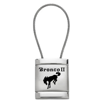 Autogold® - Bronco II Logo Satin Chrome Cable Key Fob