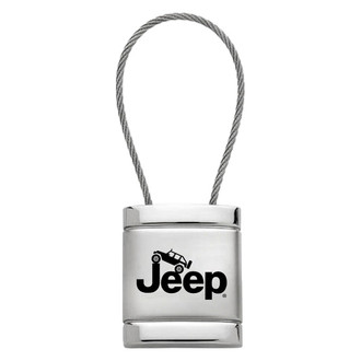 Autogold® - Jeep Climbing Logo Satin Chrome Cable Key Fob