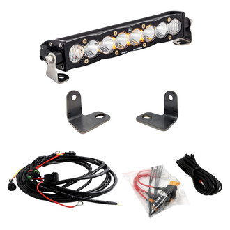 Baja Designs® - Hood Scoop Mounted S8™ 10" 60W Driving/Combo Beam LED Light Bar Kit with Amber Backlight