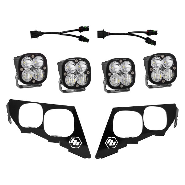 Baja Designs® - Headlight Location Squadron Pro™ 3" 4x40W Square Wide Cornering Beam LED Light Kit, Full Set