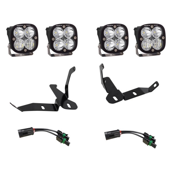 Baja Designs® - Headlight Location Squadron Pro™ 3" 4x40W Square Wide Cornering Beam LED Light Kit, Full Set